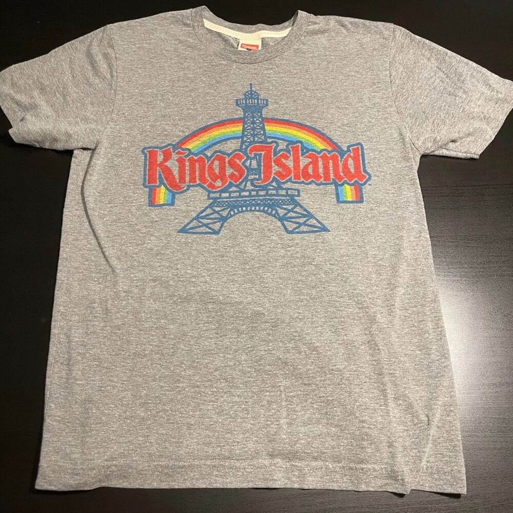 Kings Island Eiffel Tower Men's Retro Homage T-Shirt – Size Small – Gray